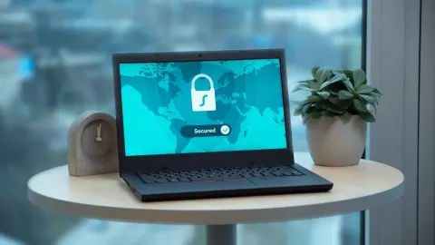 Symbol kłódki na ekranie laptopa
